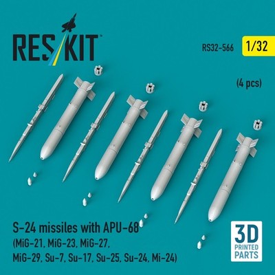S-24 missiles with APU-68 (4 pcs) (MiG, Su, Mi) Scale 1:32 ResKit RS32-0566