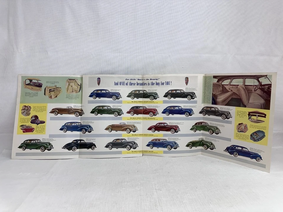 Buick Series 40, 60, 80, 90 1939 folleto de ventas original desplegable Foto 3 de 4