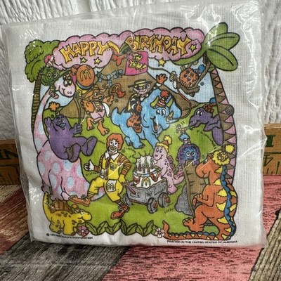 Birthday Napkins Ronald McDonald Grimace Hamburglar Dinosaurs 1986 Sealed Pkg 