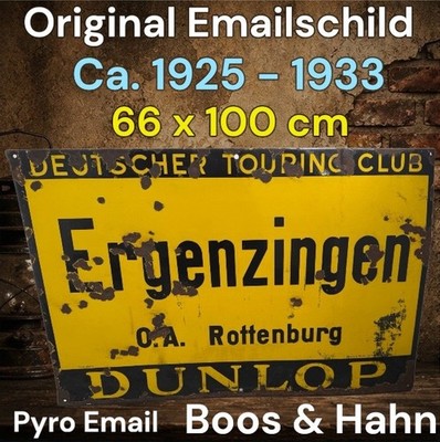 Original Vintage Alt TOURING CLUB DUNLOP Emaille Reklame Schild Enamel Plaque #2