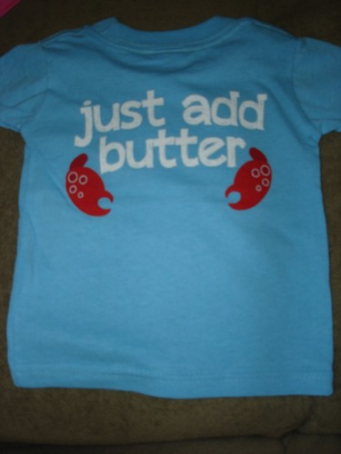 RESORT WEAR BLUE WITH RED LOBSTER TEE SHIRT WITH JUST ADD BUTTER 6 MONTH - Picture 3 of 4