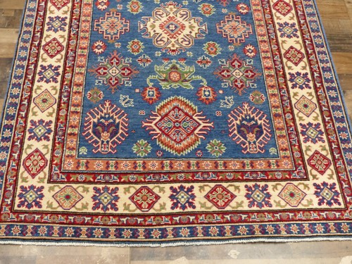 5'x7'5' New Fine Blue Pak super Kazak hand knotted wool Caucasian area rug - Picture 2 of 8