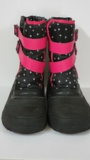 Wonder Nation Winter Girls Snow Boots Black/Pink/Polka Dot Size 5Y Two Strap
