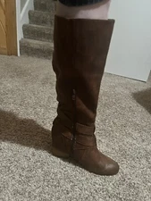 Not Rated Brown Faux Suede Riding Boots Size 8