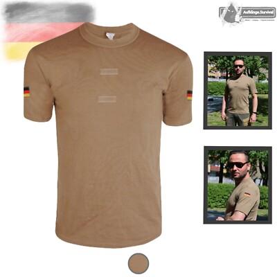 Original Bundeswehr T-Shirt Coyote Tropen BW Unterhemd Kurzarm Klett + Flaggen