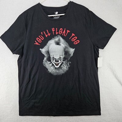 IT HORROR MOVIE Clown MENS Pennywise Graphic You'll Float Too T Shirt Size 2XL