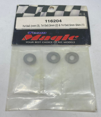 Team Magic 116204 7x13x0.1mm (3) 7x13x0.3mm (2) 7x13x0.5mm (1) Shim RC Part NEW