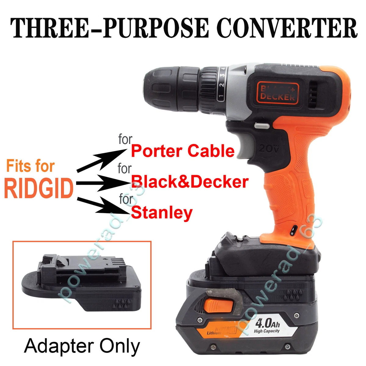 For Black & Decker 20V Lithium Battery Adapter to RIDGID AEG 18V Power Tools  (Not include tools and battery) - AliExpress