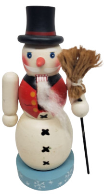 Wooden Christmas Nutcracker (floor sample) 7'', SNOWMAN IN BLACK HAT WITH BROOM