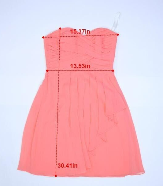 David's Bridal Womens Pink Strapless Front Cascade Short Crinkle Chiffon  Dress