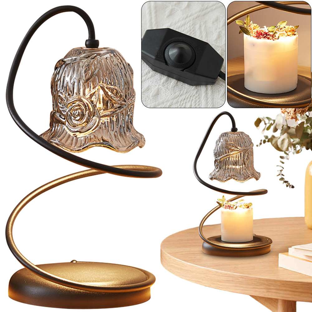 Glass Aromatherapy Melting Wax Lamp Table Desk Lamp (Black Dimmable+EU