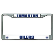 edmonton oilers nhl ice hockey fan team logo chrome license plate frame usa made