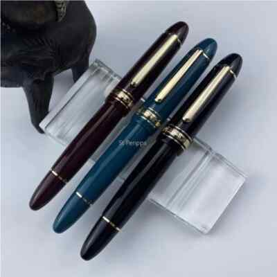 Junlai 630 Fountain Pen #8 0.5-0.7mm/B Stub Nib Piston Resin Golden Clip Pen