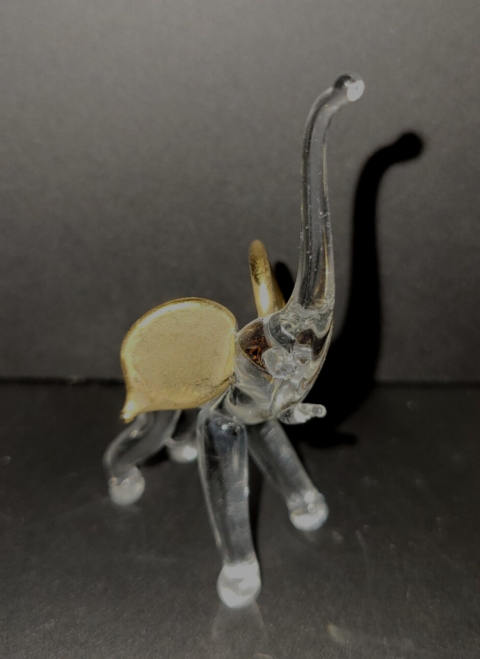 Vintage Art Hand Blown Glass Animals Elephant with Gold Ears eBay
