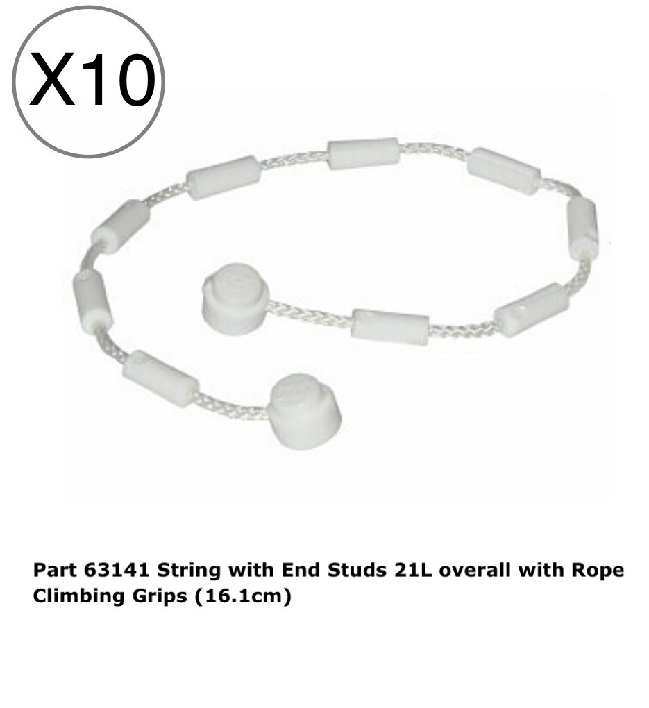 Lego 10 White String Ropes with End Studs 21L overall with Lego 10 White String Ropes with End Studs 21L overall with