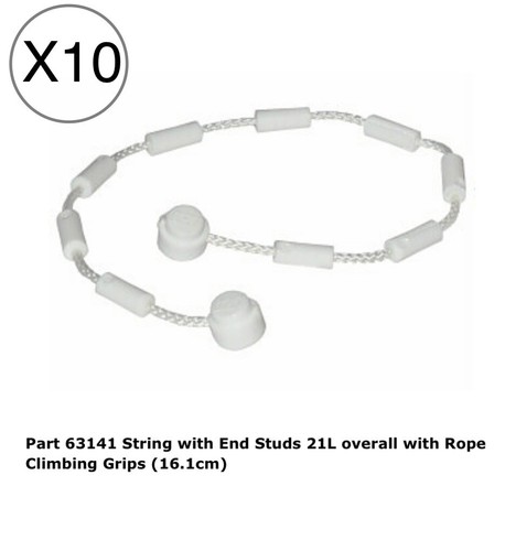 Lego 10 White String Ropes with End Studs 21L overall with Climbing ...