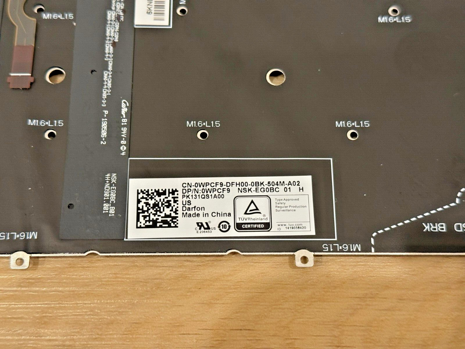 New Genuine Dell XPS 13 9365 2-IN-1 82KEY US Keyboard Backlit WPCF9 0WPCF9