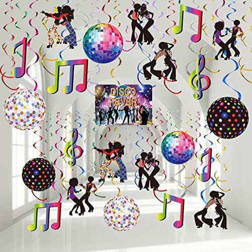 53 Pieces Disco Party Decorations, Shining Disco Ball Sign 70s Party Hanging 
