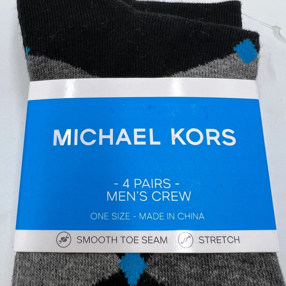 Michael Kors Para Hombres 3 Pares Negros Argyle Rayas Crew Calcetines Talla Única Poli Algodón Foto 2 de 4