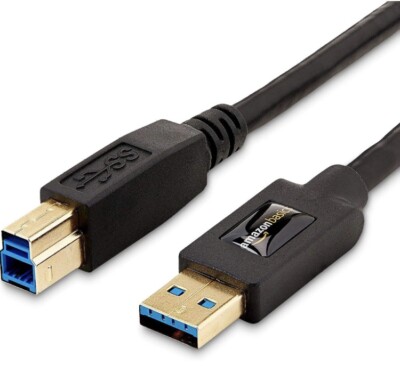 5x Amazon Basics USB 3.0 Typ A-Stecker auf B-Stecker Kabel 3ft | 0,9M Schwarz High Speed