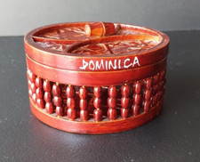 DOMINICA SOUVENIR BEADED LACQUER WOOD TRINKET BOX.