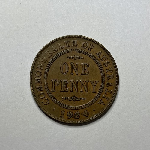 1924 Penny Coin - Australian George V Better than Circulated Predecimal - Picture 2 of 6