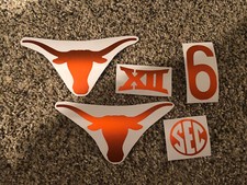 Texas Longhorns Full Size FS Chrome Football Helmet Decals W/#6, XII & SEC