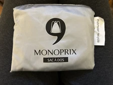 Monoprix Bag BACKPACK & Tote Reusable Grocery Shopping Tote, French, Silver