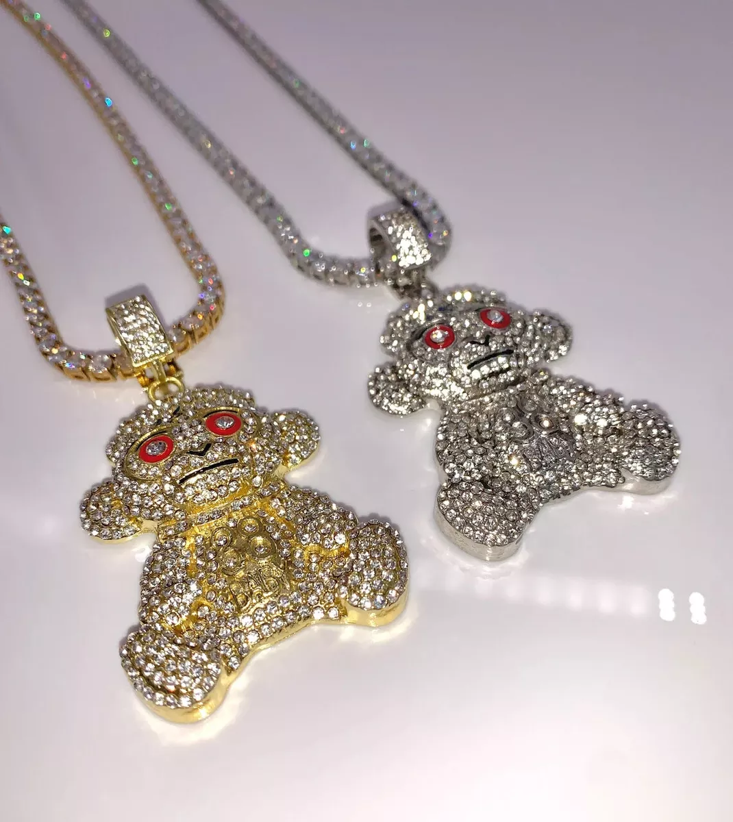 Gold Plated Alloy NBA Youngboy Monkey & 1 Row Simulated Diamond Chain  Necklace