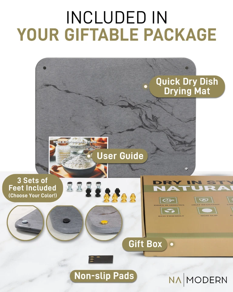 Piedra de secado mostrador plato secado tierra diatomeas - 3 juegos de pies antideslizantes Foto 2 de 4