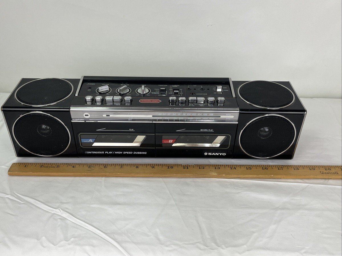 RARE Vintage SANYO M-W800 Dual Cassette Mini Boombox - Tested