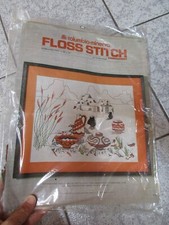 Vintage Columbia Minerva Floss Stitch Embroidery Pueblo Pottery 20" x 16" 6628