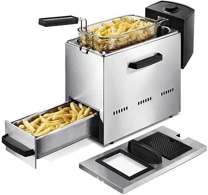 PRINCESS Classic Fritteuse 3L Edelstahl 47x35.2x24cm Pommes Snacks 2000W NEU