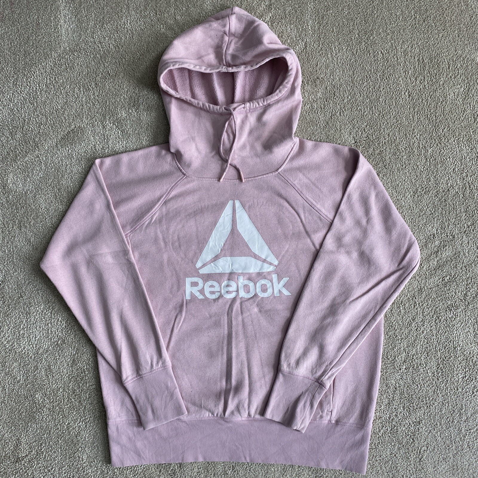 Reebok Hoodie Women's Large Pink High Neck Pullover Fleece Sweatshirt