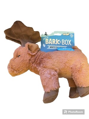 Bark Box Monte The Moose Medium Dog Toy With Squeaker 10X8'' Tear that Hair NEW