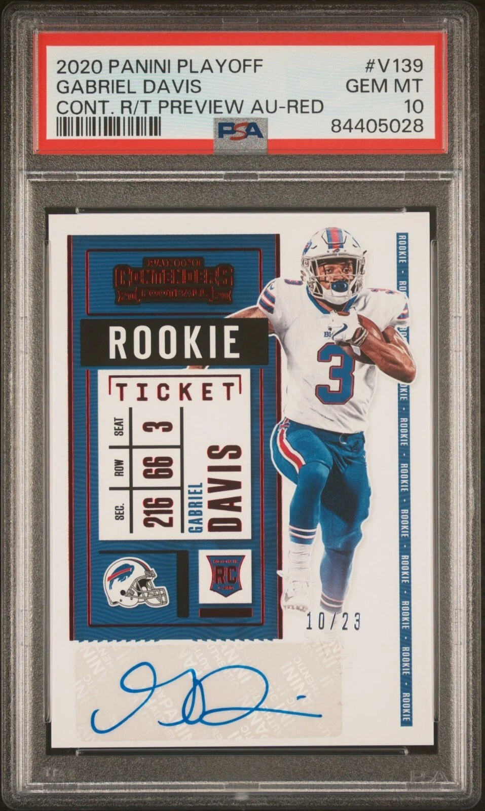 Gabriel Davis Panini Playoff Contenders Rookie Ticket Preview Autographs #V139 Red