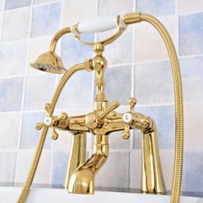 Gold Color Brass Bathroom Claw foot Tub Faucet / Filler With Hand Shower stf784