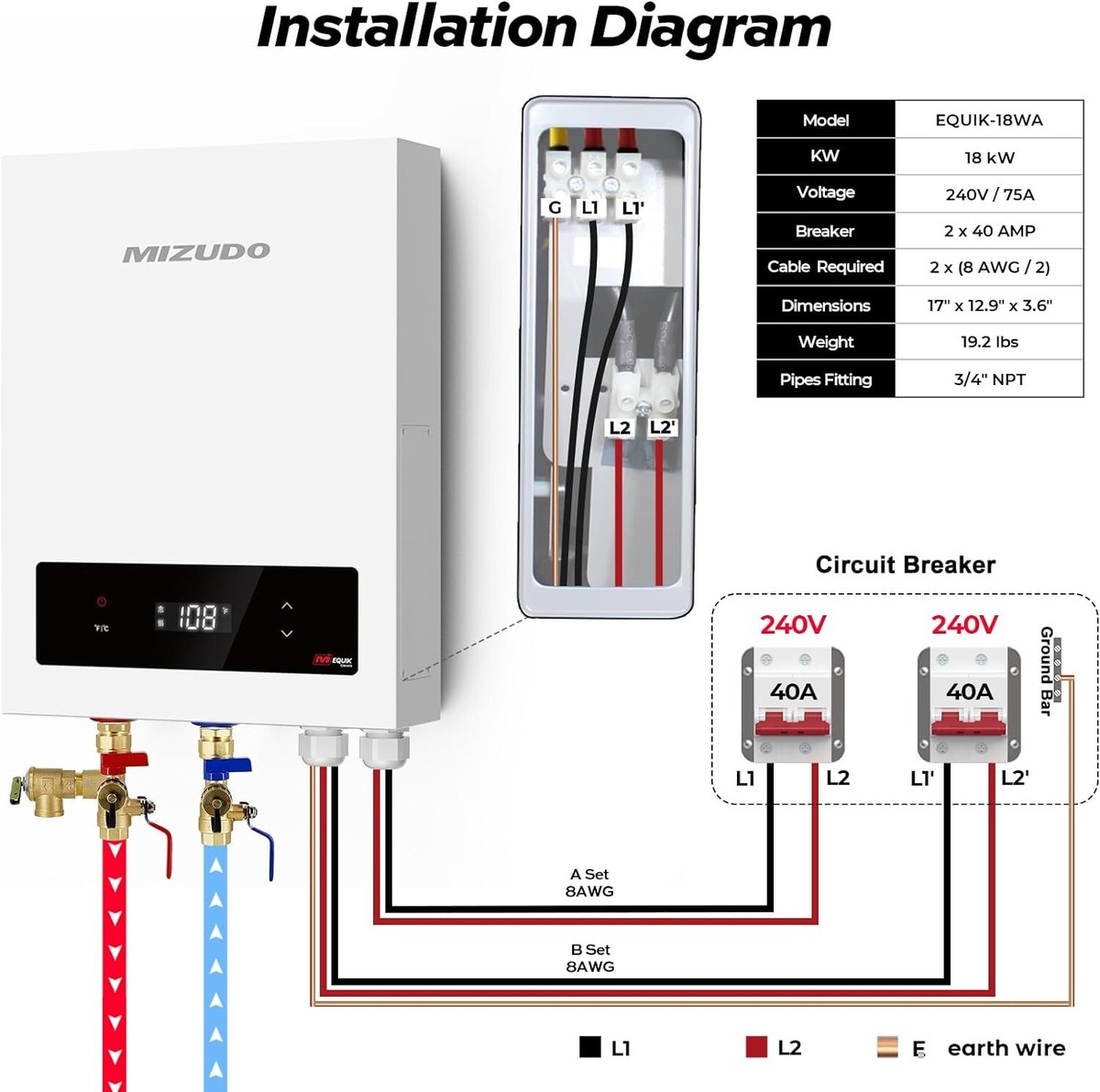 Electric Tankless Titan N160 Manual Titan Water Heater