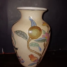 SPI Home Floral Asian Ceramic Handpainted Vase Made in China 6'' Tall Vintage