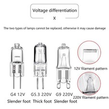 12V 220V 2-Pin Typ G4/G5.3/G9 Halogen lampe 20W/25W/35W/40W Heim dekor