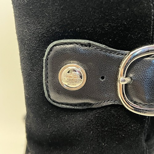 Coach Boot Women Size 9 Black Mishka Suede Fur Lined Boots Silver Buckle Winter - Picture 6 of 12
