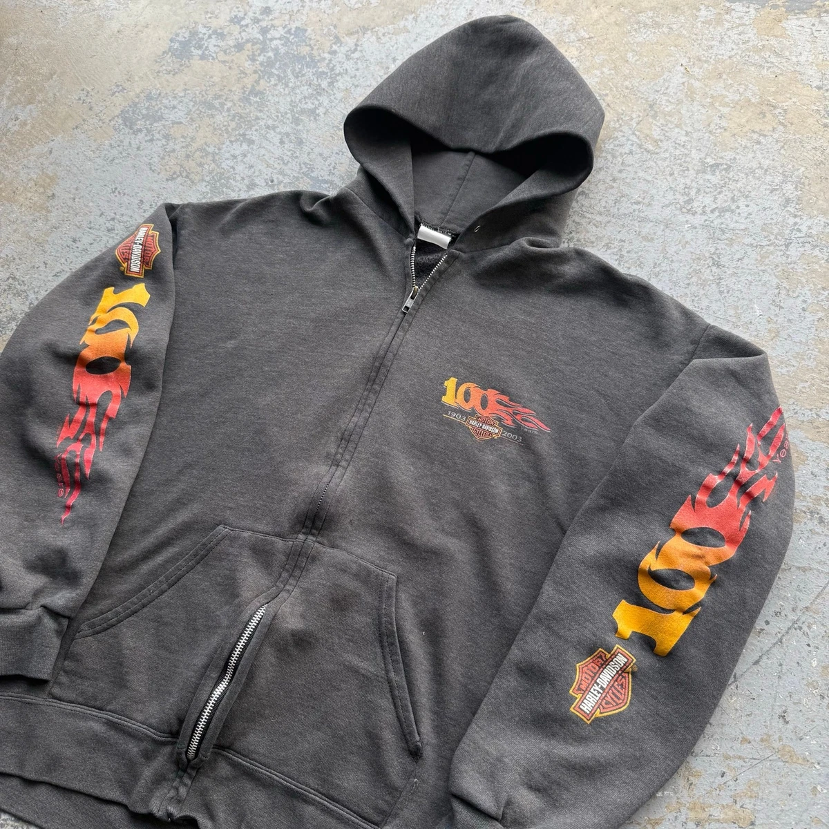 HARLEY-DAVIDSON パーカー フレイム vintage LARGE Vintage 80s 90s Harley Davidson Flames Milwaukee Pullover Hoodie