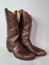 Vintage 90's Justin Leather Brown Cowboy Boots Style 2556 Size 9B Made In USA