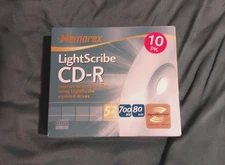 New Sealed Memorex Lightscribe CD-R 700 MB 80 Min 52X 10 Pack in Slim Line Cases