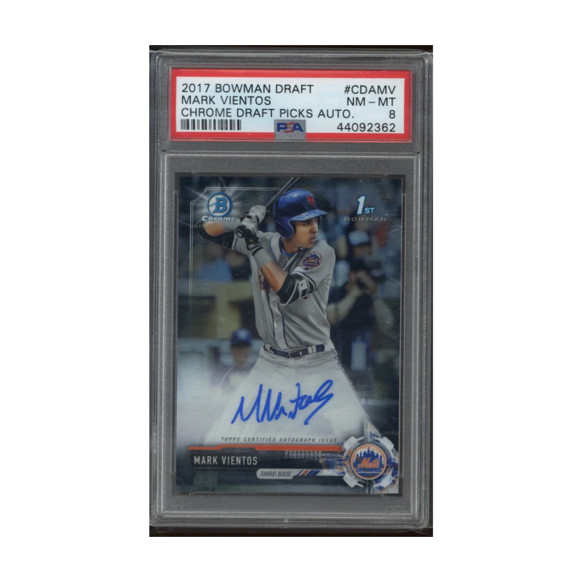 Mark Vientos New York Mets Autographed Signed 2017 Bowman Draft #CDAMV (PSA 8)