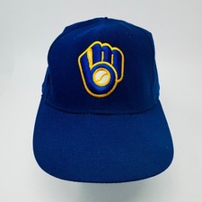 VTG Milwaukee Brewers Baseball Hat 7 1/4 Royal Blue New Era 5950 Diamond US Made