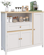 Elegant White Kitchen Storage Cabinet with Doors, Drawers Adjustable Shelf