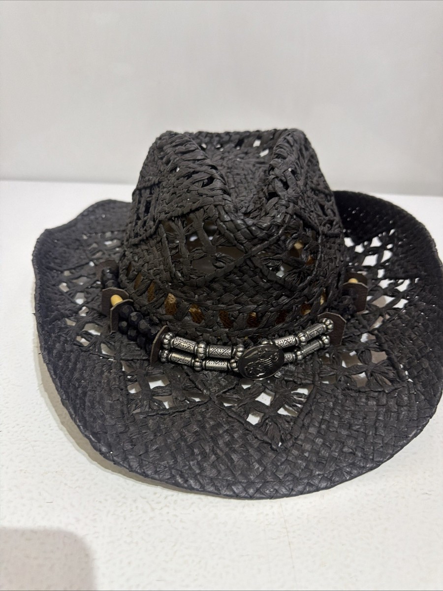 Marine Corp Black Straw Hat, Cowboy Style Pre Owned