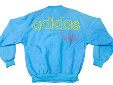 Vintage Adidas Trefoil Nylon Windbreaker Jacket Blue Medium 80s 90s