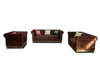 Sofagarnitur Chesterfield Mit Metall Luxus Couch Textil Polster MöBel